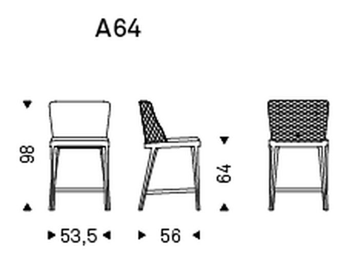 Magda Couture Stool by Cattelan Italia, size drawing 2