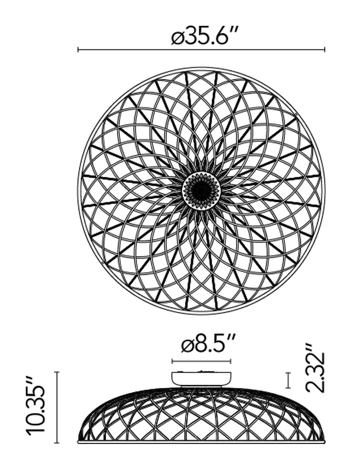 Skynest Ceiling Lamp by Flos, size drawing