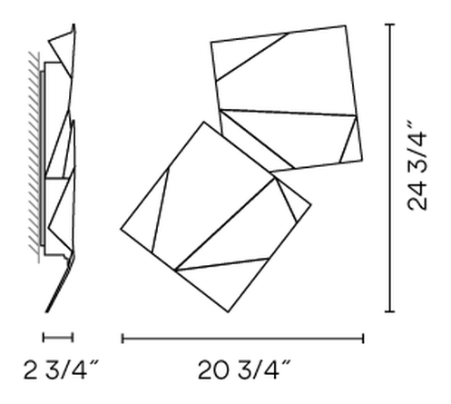 Origami Wall Light by Vibia, size drawing: Model 4504