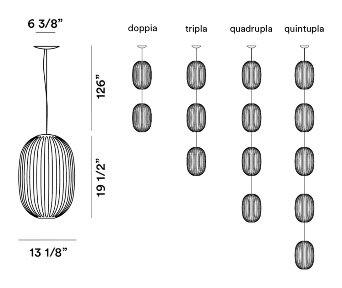 Plass Pendant Lamp by Foscarini, size drawing: Plass Media
