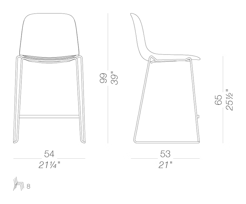 Seela S320 Counter Stool by LaPalma, size drawing