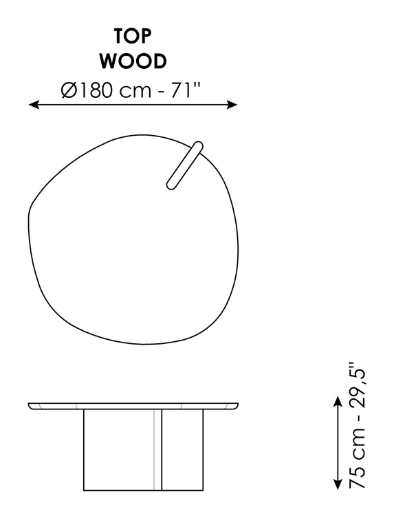 Flatiron Dining Table by Bonaldo, size drawing 5