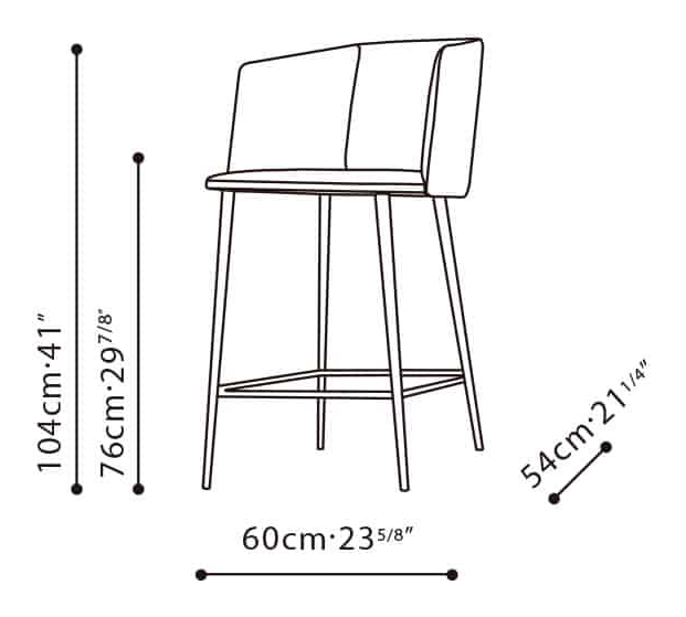 Ballet Stool by Camerich, size drawing: C02F0312