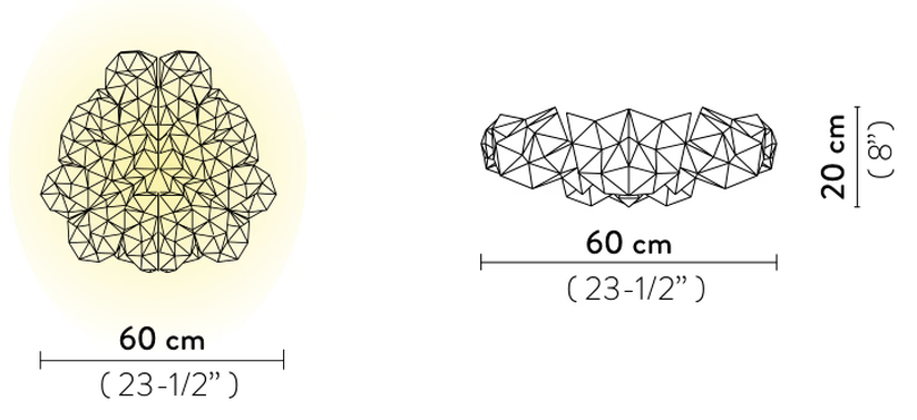 Drusa Ceiling/Wall Lamp by Slamp, size drawing