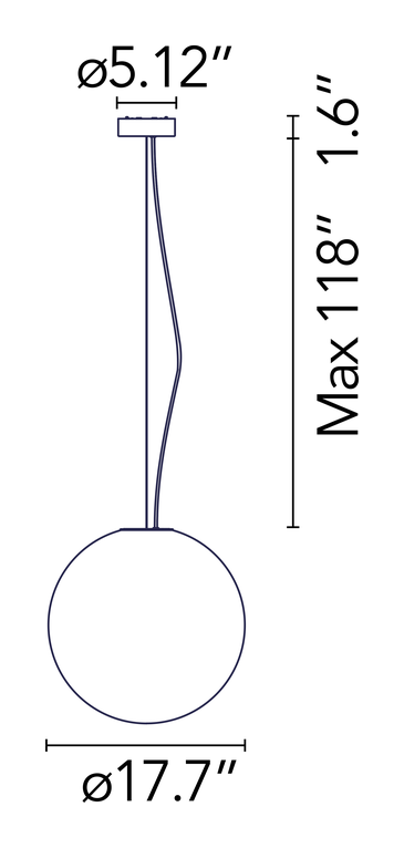 My Sphere Pendant Lamp by Flos, size drawing