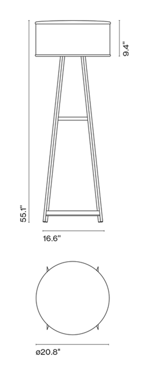 Cala Floor Lamp 140 Outdoor by Marset, size drawing