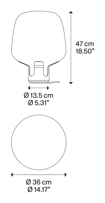 Flar Floor Lamp by Lodes, size drawing: Flar medium
