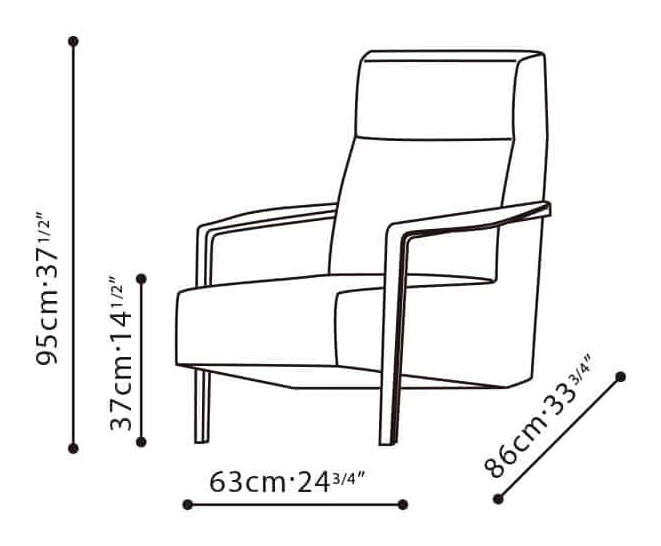 Vast Chair by Camerich, size drawing