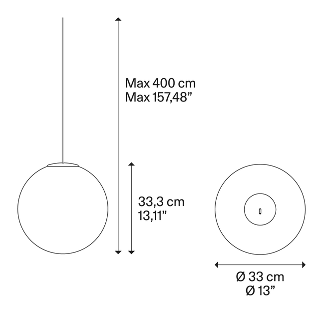 Non Random Pendant Lamp by Lodes, size drawing: Non Random 33