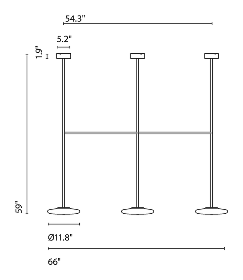 Ihana Ceiling Lamp by Marset, size drawing: Ihana x3 150