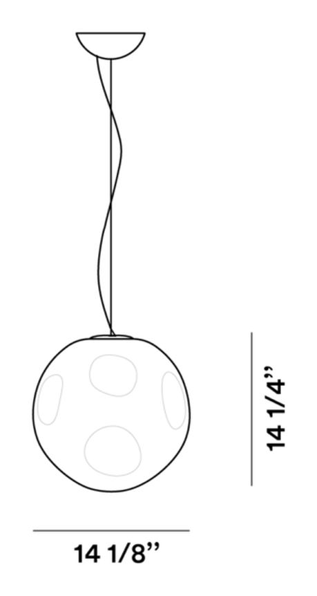 Hoba Pendant Lamp by Foscarini, size drawing: Hoba Grande