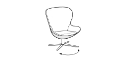 Round Armchair by Ditre Italia, size drawing: Swivel armchair mix