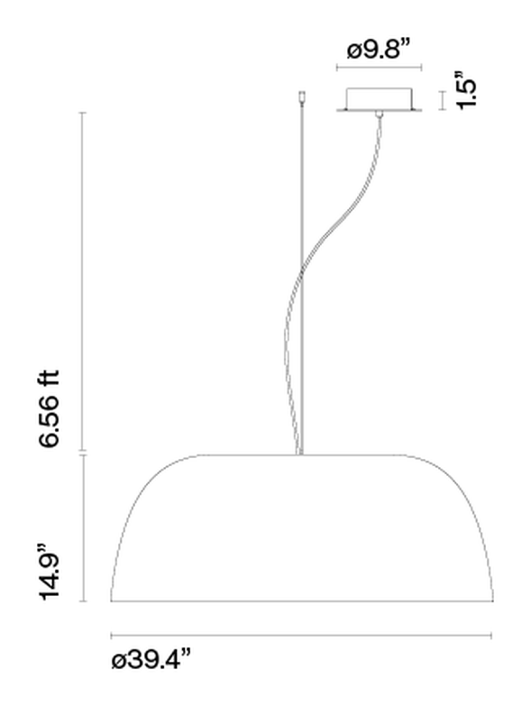 Djembé Pendant Lamp by Marset, size drawing: Djembé 100.38