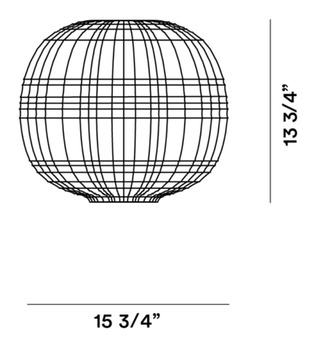 Tartan Ceiling Lamp by Foscarini, size drawing