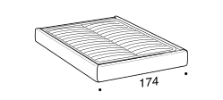Otello Bed by Ditre Italia, size drawing: Bed base for 160x200 cm mattress