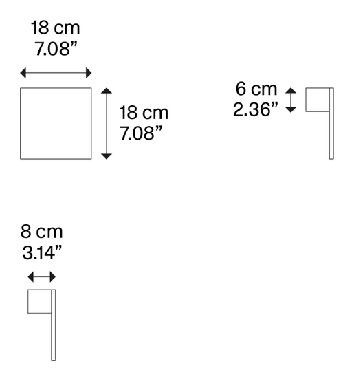 Puzzle Wall Lamp by Lodes, size drawing: Puzzle single square