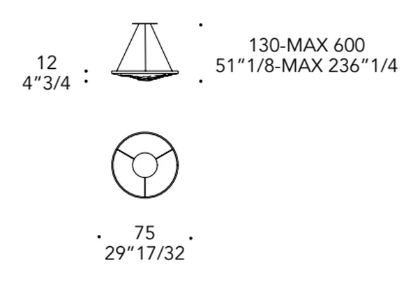 Acqua Sospensione Pendant Lamp by Reflex, size drawing