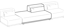 Tao Outdoor Sofa by Ditre Italia, size drawing: 1-seat central element with footstool