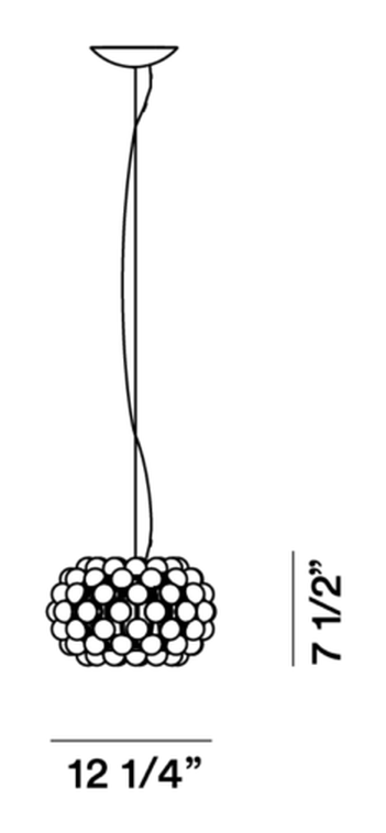 Caboche Plus Pendant Lamp by Foscarini, size drawing: Caboche Plus Piccola