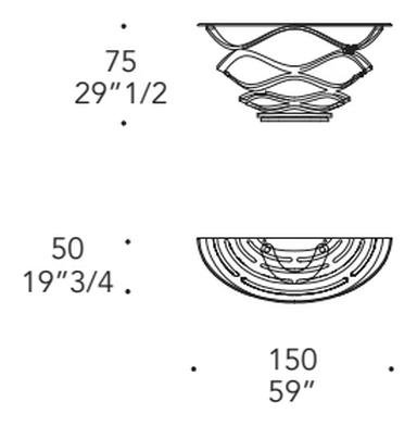 Neolitico Console Vetro by Reflex, size drawing