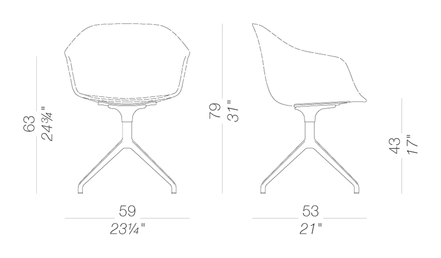 Seela AC S344 Chair by LaPalma, size drawing