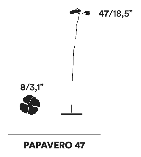 Papavero Delicato Decorative Object by Opinion Ciatti, size drawing: PAPAVERO 47