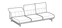 On Line Sofa by Ditre Italia, size drawing: 3-seat maxi central element
