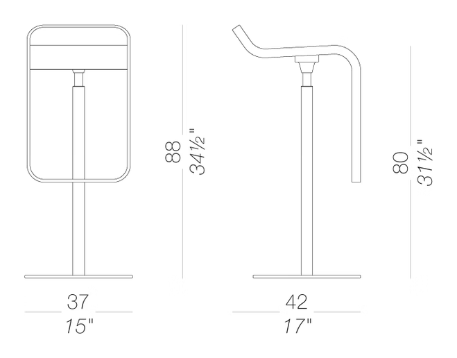 Lem ES81 Outdoor Bar Stool by LaPalma, size drawing