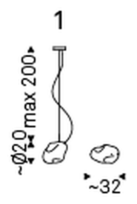 Cloud Pendant Lamp by Cattelan Italia, size drawing 1
