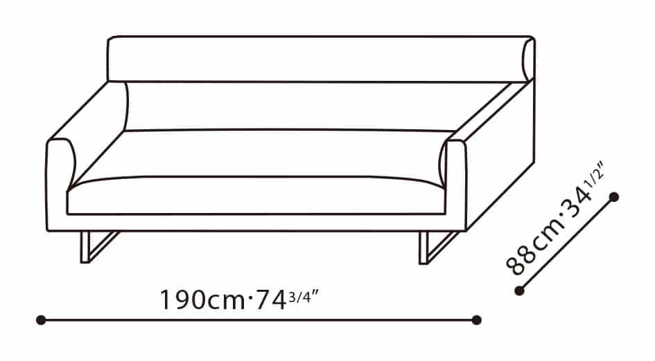Amor-35 Sofa by Camerich, size drawing: C01B0102