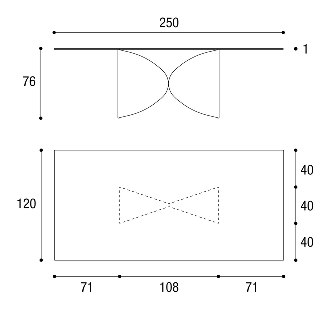 Meet Dining Table by Lago, size drawing: 2430L · 2430X