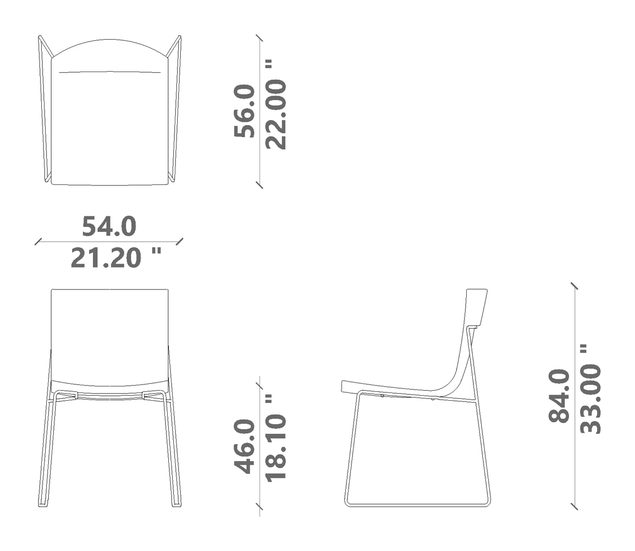 Malè Indoor Dining Chair by Talenti, size drawing