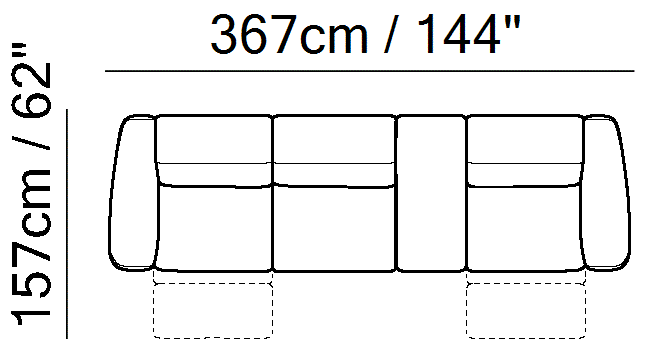 Faraone Sectional by Natuzzi Italia: Modular sofa with adjustable headrests, outline drawing with sizes