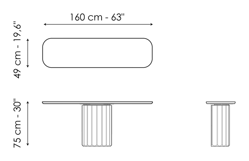 Dorian Console Table by Bonaldo, size drawing 2