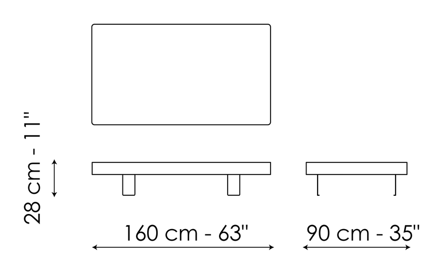 Jazz Coffee Table by Bonaldo, size drawing: Jazz 160x90