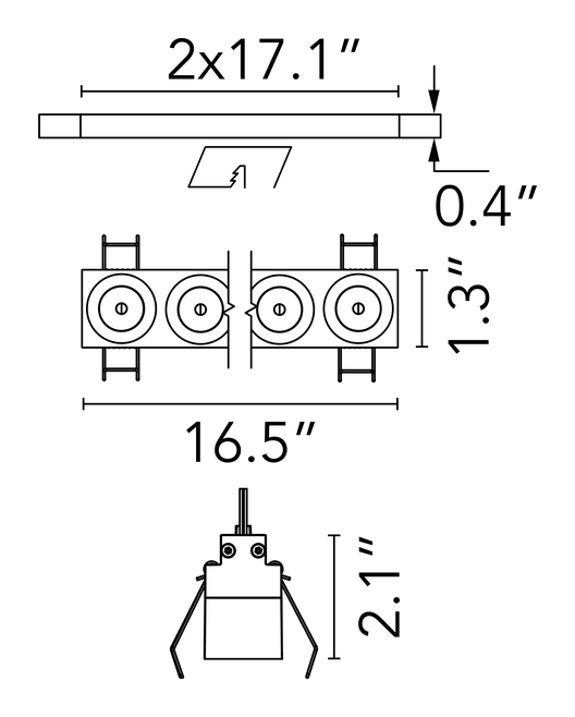Light Shadow No Trim Downlight by Flos, size drawing: Light Shadow Fixed No Trim 12 Spots