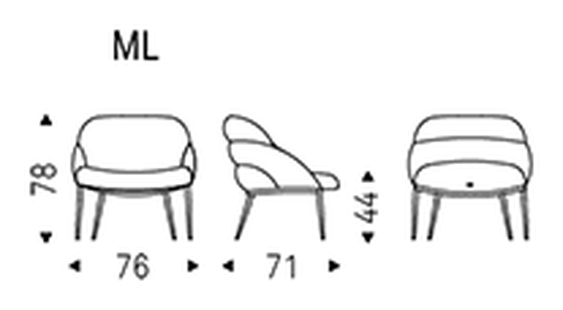 Camilla Lounge Swivel Armchair by Cattelan Italia, size drawing 3