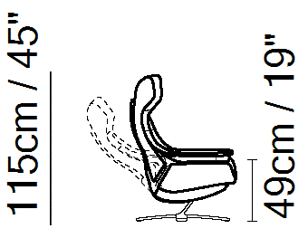 Re-Vive Wing Back Recliner by Natuzzi Italia, size drawing