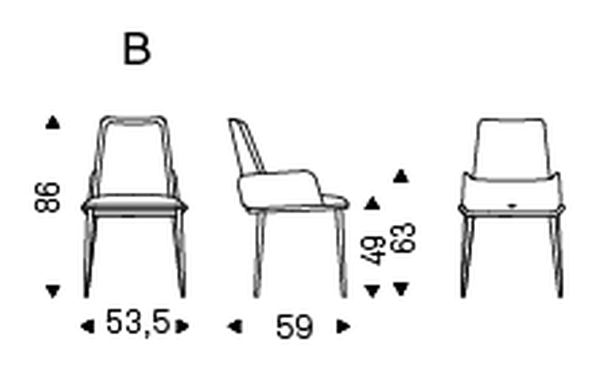 Belinda ML Chair by Cattelan Italia, size drawing 2