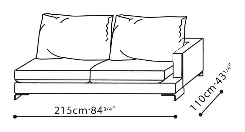 LazyTime Sofa by Camerich, size drawing: C0150006
