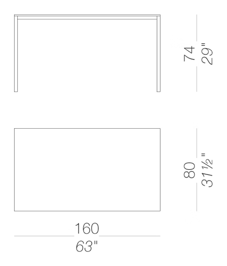 Frame P12 Table by LaPalma, size drawing