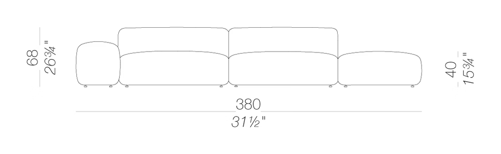 Plus Classic Outdoor Sofa by LaPalma, size drawing