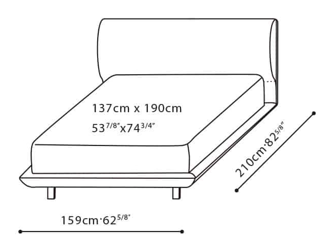Elan Bed by Camerich, size drawing: C03D0510 Full