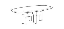 Biarritz Dining Table by Ditre Italia, size drawing: Oval table 260 wooden top