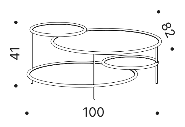 Sangaku Coffee Table by Driade, size drawing