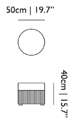 Amami Ottoman by Moooi, size drawing: Medium