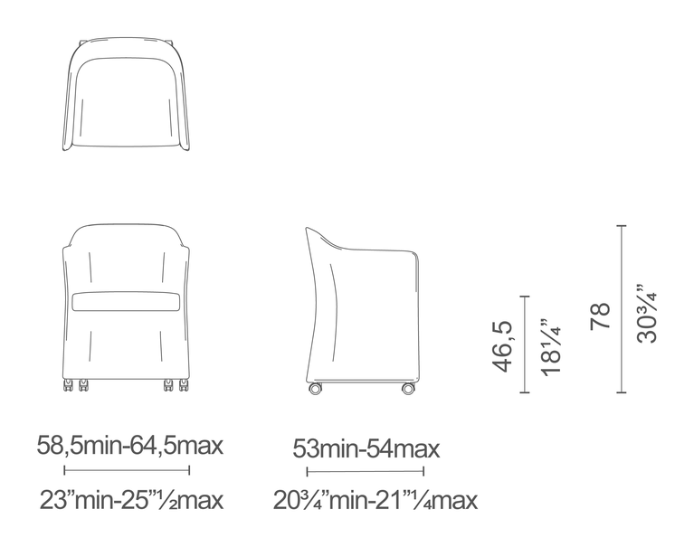 San Siro Plus Chair by Cappellini, size drawing: MC_1BCR