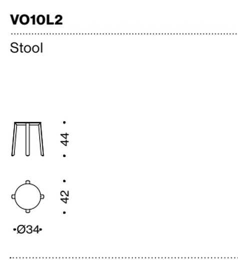 Vol Stool by Moroso, size drawing: Stool