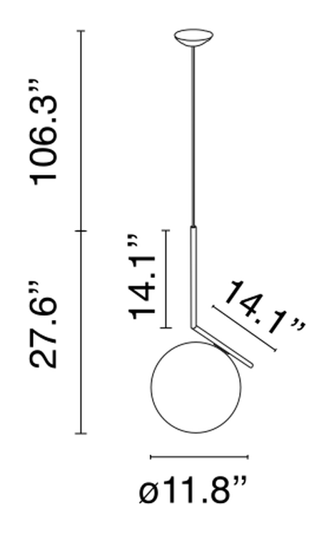 IC 10 Anniversary Suspension Lamp by Flos, size drawing