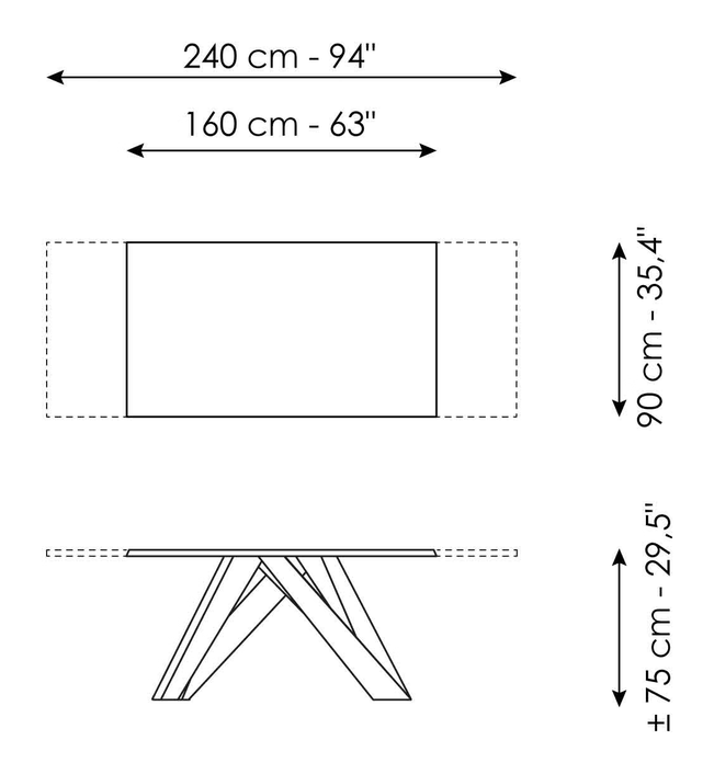 Big Table by Bonaldo, size drawing 8